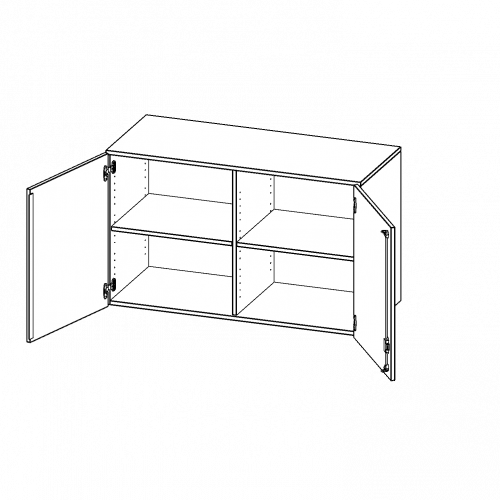 Aufsatzschrank, 2 Ordnerhöhen - Serie evo180 B/H/T: 120x72x50 cm, 2 Türen, abschließbar, mit Mittelwand