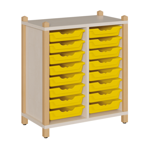 Regal mit ErgoTray-Boxen in Stollenbauweise B/H/T: 74,5x80x40 cm, 16 flache ErgoTray-Boxen