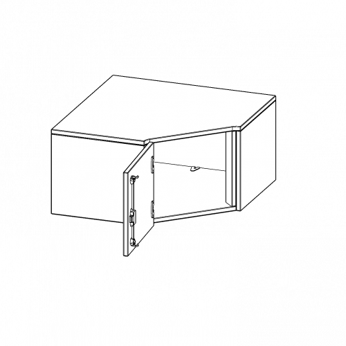 Innenecke Aufsatzschrank, 1 Ordnerhöhe - Serie evo180 B/H/T: 70x36x70 cm, Für 40 cm tiefe Schrankwände, Tür öffnet nach links