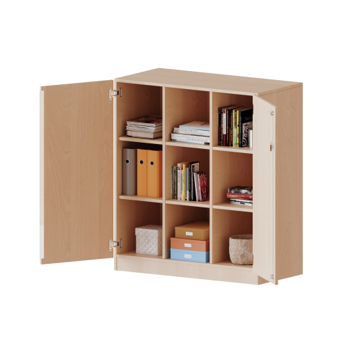 Schrank, dreireihig, 3 Ordnerhöhen - evo180 Serie Breite 104,5 cm, Gesamthöhe 118 cm, zweitürig, mit Sockel, ohne Boxen