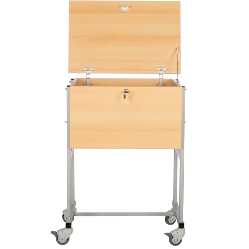 Klassenbuchwagen zur Unterbringung von Klassenbüchern DIN A4, Serie KLW, fahrbar B/H/T: 76x92x45 cm, 4 Rollen, mit Deckel, abschließbar, für 16 Bücher