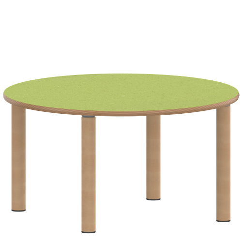 Tisch ZALOTTI mit Linoleum-Belag Rundtisch, Durchmesser/H: 100x41 cm, Massivholzbeine Ø 60 mm, Fußvariante: Stellfuß