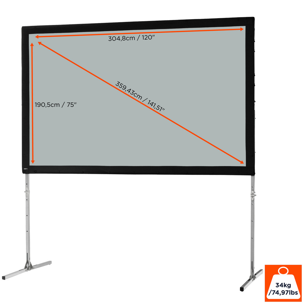 celexon Faltrahmen Leinwand Mobil Expert 305 x 190 cm, Rückprojektion