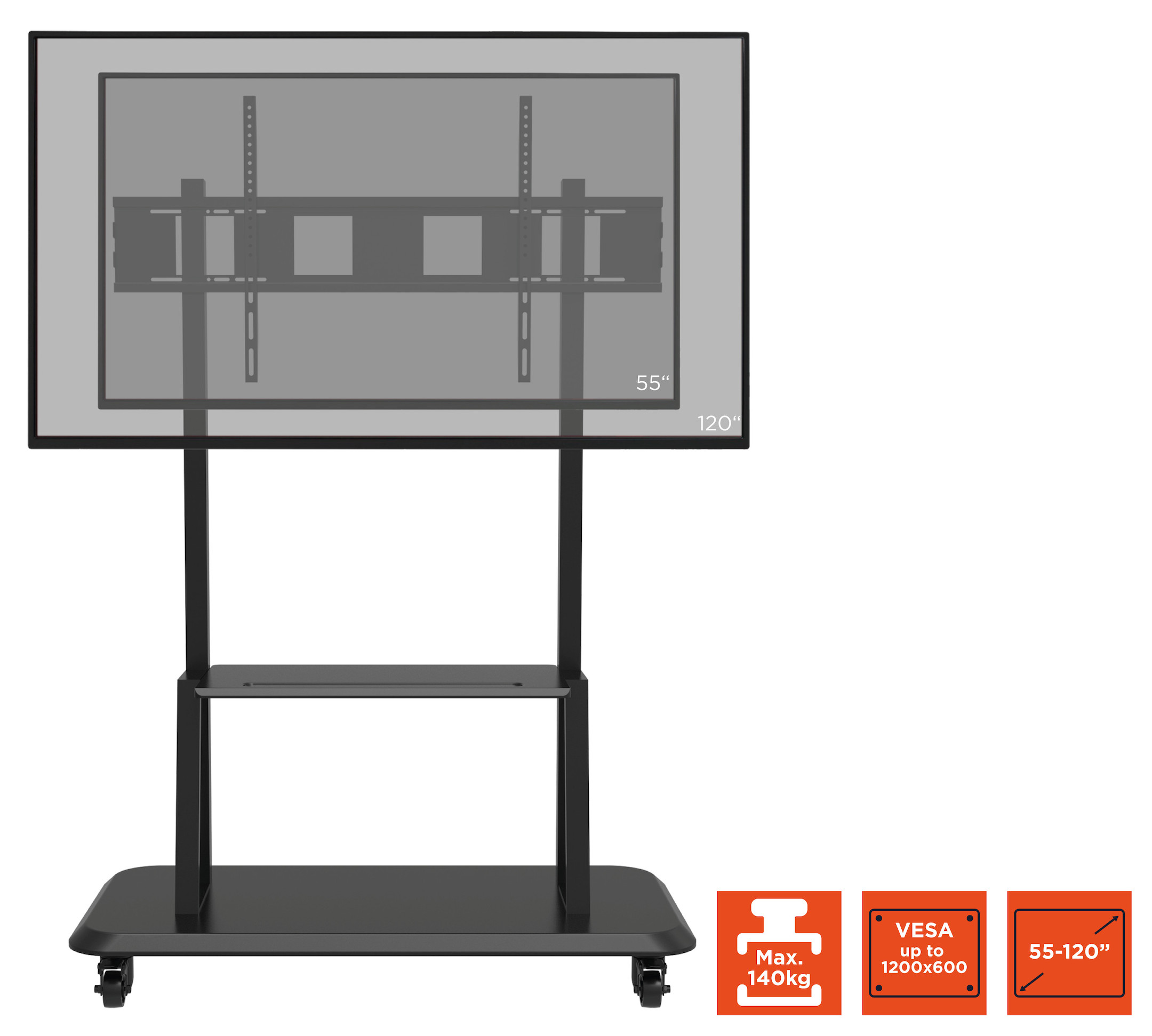 celexon Professional höhenverstellbarer Display Rollwagen Adjust-55120MP