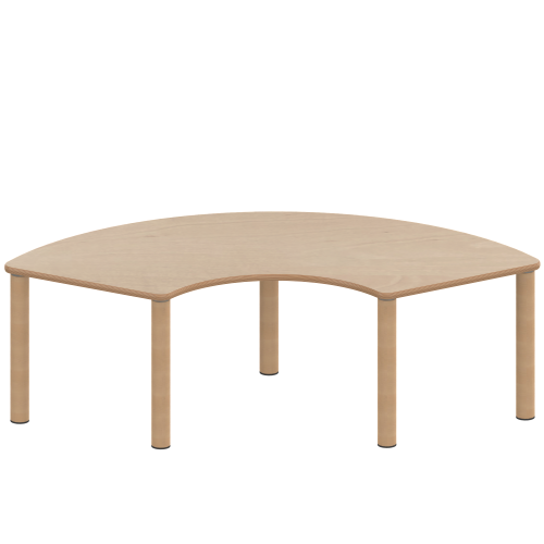 Tisch ZALOTTI mit Schichtstoff-Belag Drittelkreistisch, B/H/T: 173x25x80 cm, Massivholzbeine Ø 60 mm, Fußvariante: Stellfuß