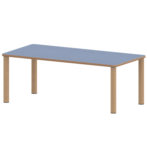 Tisch ZALOTTI mit Linoleum-Belag Rechtecktisch, B/H/T: 120x46x80 cm, Massivholzbeine Ø 60 mm, Fußvariante: Stellfuß