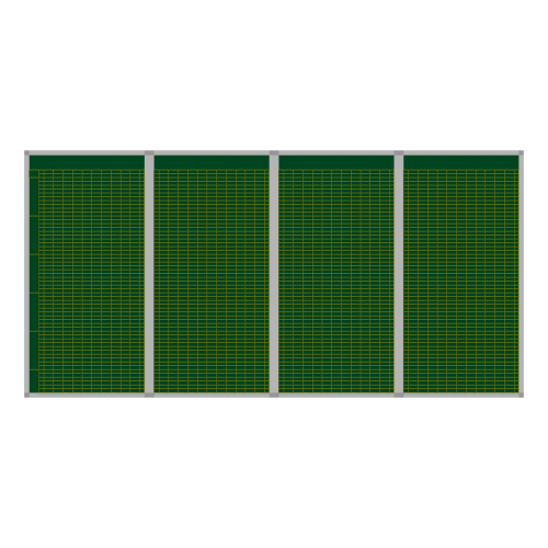 Klassenplantafel erweiterbar, Stahlemaillie grün Stundenplantafel 4-teilig für 40 Klassen mit 10 Tagesstunden, 187x103 cm