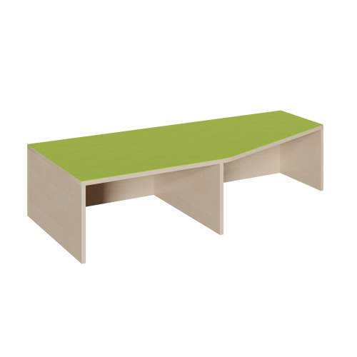 Podest mit Linoleum-Deckplatte, für Tiefenübergang rechts abgeschrägt B/H/T: 150x35x70/40 cm, links Nische für 66 cm tiefen Rollkasten