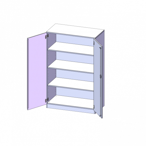 Schrank, 4 Ordnerhöhen - Serie evo180 B/H/T: 100x154x50 cm, 2 Türen, abschließbar, mit Sockel (81 mm)