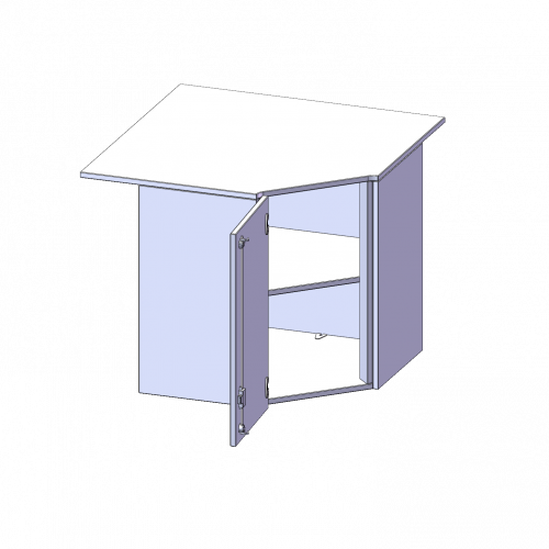 Innenecke Aufsatzschrank, 2 Ordnerhöhe - Serie evo180 B/H/T: 90x72x90 cm, Für 60 cm tiefe Schrankwände, Tür öffnet nach links