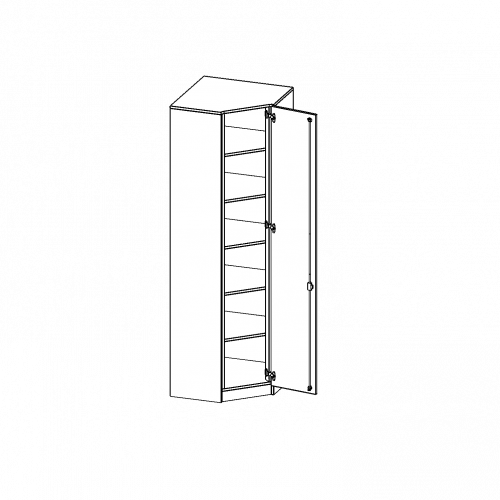 Innenecke als Schrank, 6 Ordnerhöhen - Serie evo180 B/H/T: 70x226x70 cm, Für 40 cm tiefe Schrankwände, Tür öffnet rechts, mit Sockel (81 mm)