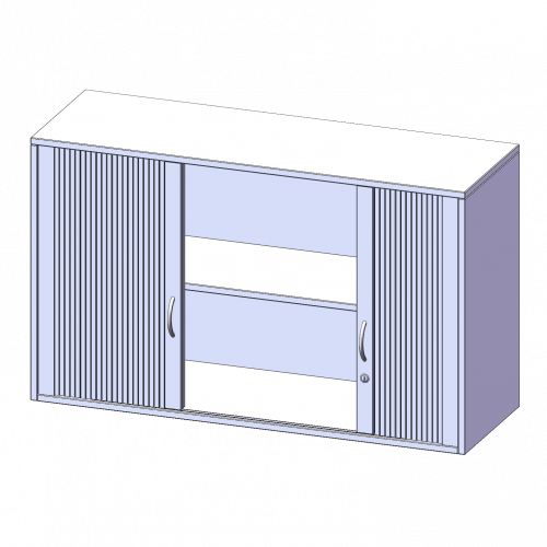 Aufsatzschrank mit Rollo, 2 Ordnerhöhen - Serie evo180 B/H/T: 100x72x50 cm, Querrollladen, abschließbar