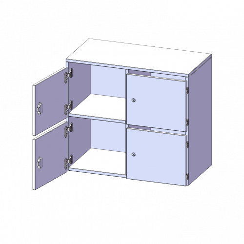 Schließfach - Aufsatzschrank, 2 Ordnerhöhen - Serie evo180 B/H/T: 80x72x40 cm, 4 Schließfächer, mit Briefschlitz
