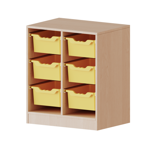 ErgoTray Regal, zweireihig, 2 Ordnerhöhen - evo180 Serie B/H/T: 70,3x82x40 cm, mit Sockel (81 mm), 6 hohe ErgoTray Boxen