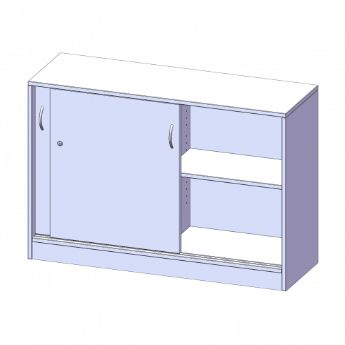 Schiebetürenschrank, 2 Ordnerhöhen - Serie evo180 B/H/T: 120x82x40 cm, abschließbar, mit Mittelwand, mit Sockel (81 mm)