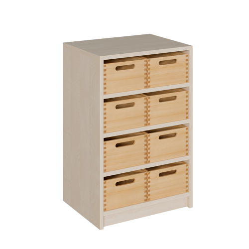Korpus-Regal mit Materialkästen B/H/T: 52x80x40 cm mit 8 Massivholz-Kästen (ohne Sichtfenster)