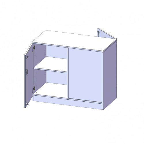 Raumteiler Schrank, 2 Ordnerhöhen - Serie evo180 B/H/T: 100x82x50 cm, 2 Türen, wechselseitig angeordnet, abschließbar, mit Sockel (81 mm)