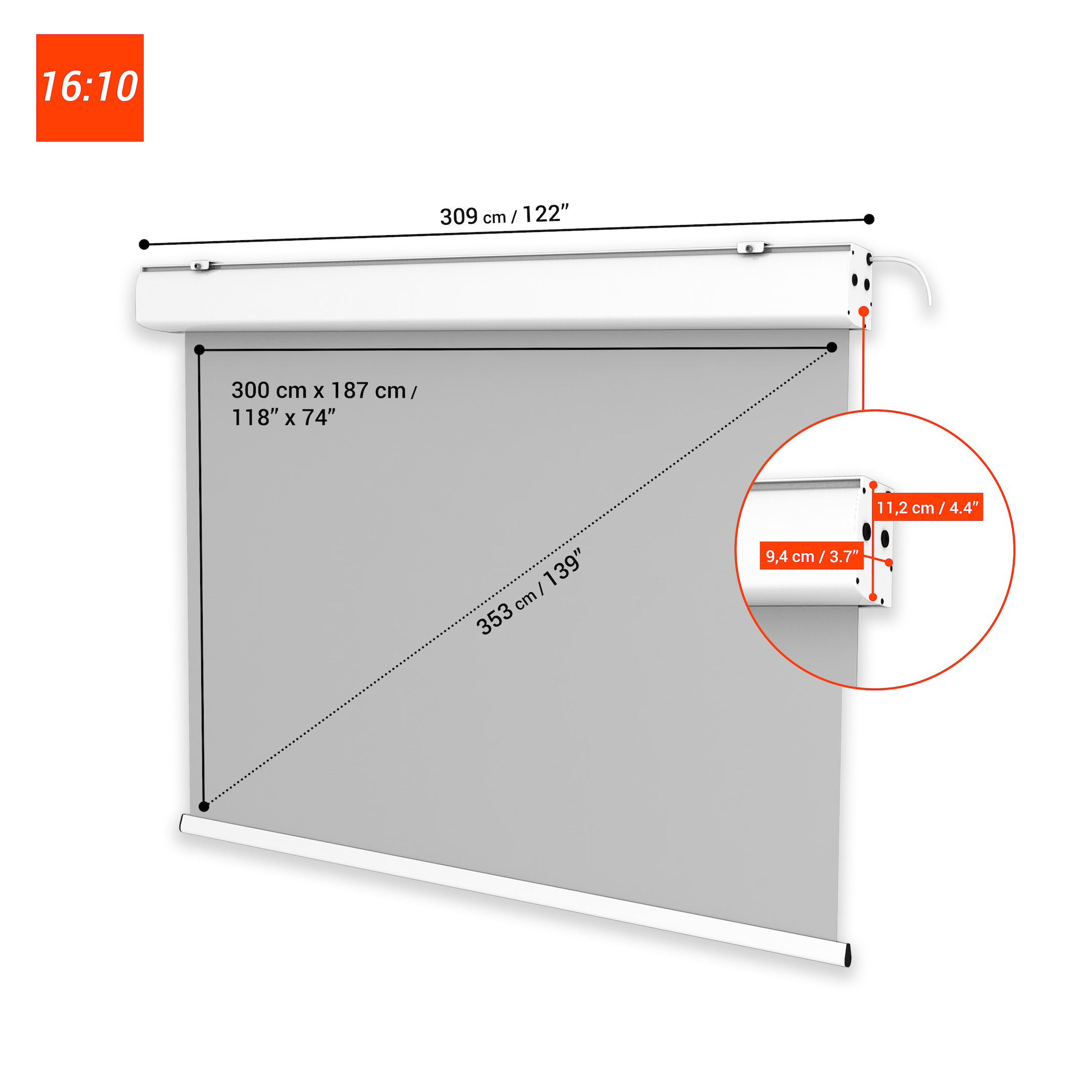 celexon Leinwand Motor Expert 300 x 187 cm