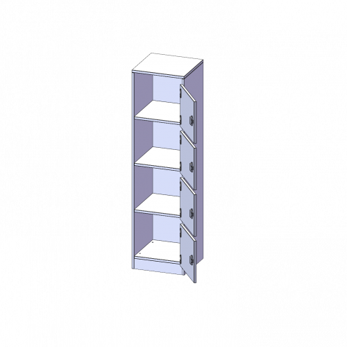 Schließfachschrank, 4 Ordnerhöhen - Serie evo180 B/H/T: 40,5x154x40 cm, 4 Schließfächer, mit Briefschlitz, Türen öffnen nach rechts, mit Sockel (81 mm)