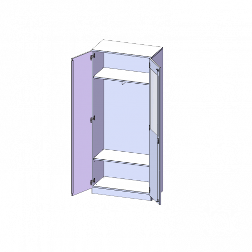 Garderobenschrank mit Spiegel und Garderobenstange, 5 Ordnerhöhen - Serie evo180 B/H/T: 80x190x50 cm, 2 Türen, abschließbar, mit Sockel (81 mm)