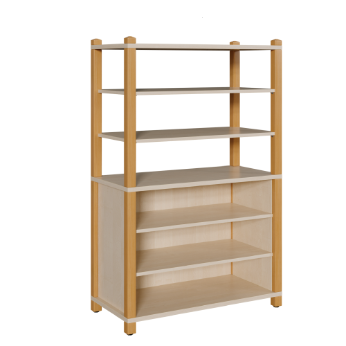 Stollen-Regal mit 5 Fächern B/H/T: 56 x 160 x 40 cm, Regal mit 4 verstellbaren Einlegeböden bzw. 5 Fächern, unten 3seitig geschlossen, oben offen