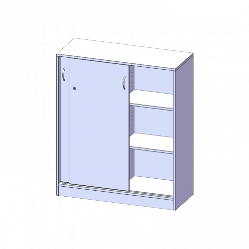 Schiebetürenschrank, 3 Ordnerhöhen - Serie evo180 B/H/T: 100x118x40 cm, abschließbar, mit Mittelwand, mit Sockel (81 mm)