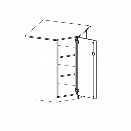 Innenecke als Schrank, 3 Ordnerhöhen - Serie evo180 B/H/T: 90x118x90 cm, Für 60 cm tiefe Schrankwände, Tür öffnet rechts, mit Sockel (81 mm)
