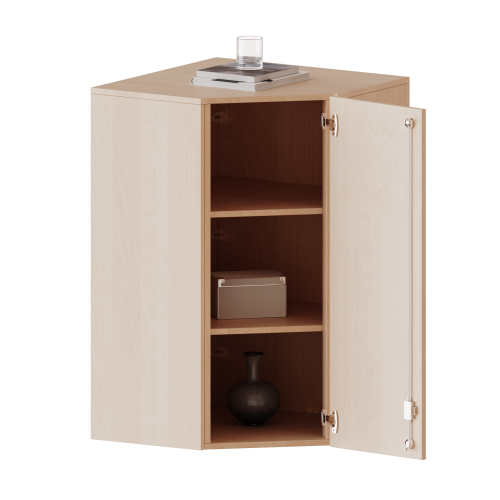 Innenecke Aufsatzschrank, 3 Ordnerhöhen - Serie evo180 B/H/T: 90x108x90 cm, Für 60 cm tiefe Schrankwände, Tür öffnet nach rechts