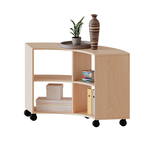 Fahrbares Viertelkreisregal - Serie evo180 B/H/T: 139,6x82x40 cm, 2 Ordnerhöhen, ohne Rückwand