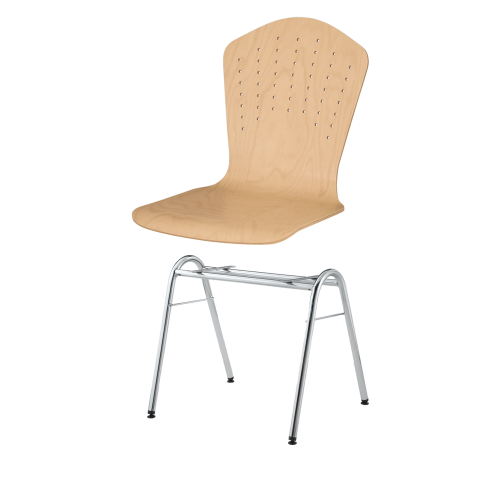 Stapelstuhl mit Schale "London" und Chromgestell Sitzhöhe: 46 cm, Sitzschale London mit Gestell "New York", verchromt