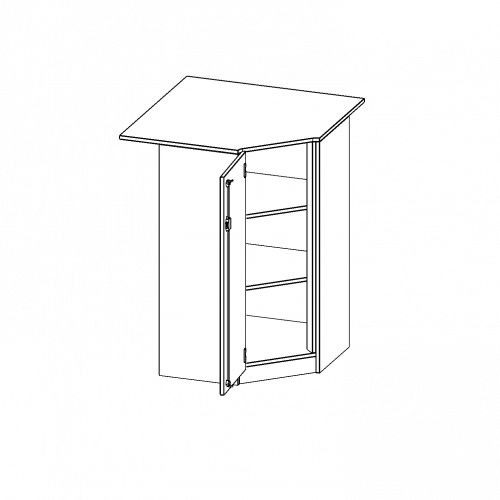 Innenecke als Schrank, 3 Ordnerhöhen - Serie evo180 B/H/T: 90x118x90 cm, Für 60 cm tiefe Schrankwände, Tür öffnet links, mit Sockel (81 mm)