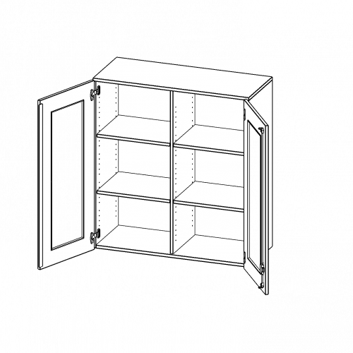 Aufsatzschrank, 3 Ordnerhöhen - Serie evo180 B/H/T: 100x108x40 cm, 2 Türen mit Glaseinsatz, abschließbar, mit Mittelwand