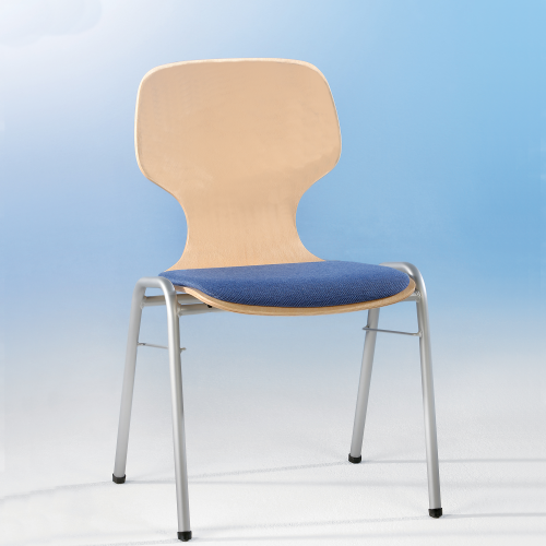 Schalenstuhl mit Sitzpolster und Rundrohrgestell, stapelbar Stapelstuhl mit Sitzpolster und Vierfuß- Rundrohrgestell