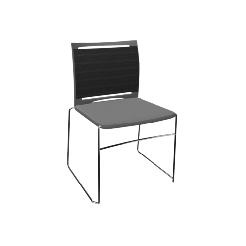 Stuhl Diane mit Netzrücken und Sitzpolsterung B/H/T: 58x85x53 cm, mit Armlehne, Gestellfarbe Chrom, Stoffgruppe C1 (Standard)