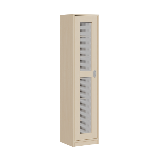 Bettzeugschrank mit 1 Lochblechtür und 6 Fächern B/H/T: 40x180x40 cm, Rahmentür mit Lochblechfüllung rechts hängend