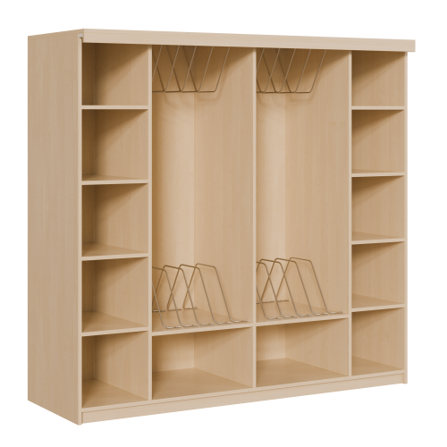 Liegepolsterregal mit Vorhang für 130-150 cm lange Polster, mit Fächern B/H/T: 198x190x72 cm, für bis zu 12 Matratzen, Bettwäschefächer, in Korpusbauweise