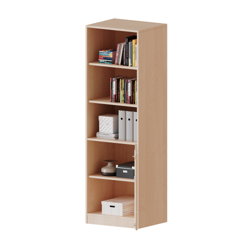 Schrank, 5 Ordnerhöhen, Tür unten (2 OH), oben 3 offene Fächer - Serie evo180 B/H/T: 60x190x60 cm, 1 Tür, abschließbar, Tür öffnet nach rechts, mit Sockel (81 mm)