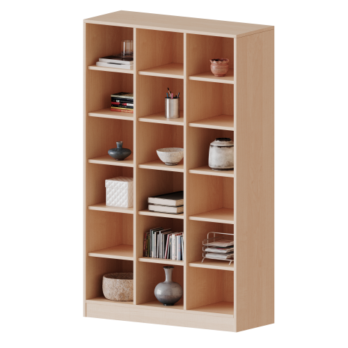 Taschenregal, 4,5 Ordnerhöhen - Serie evo180 B/H/T: 104,5x172x40 cm, 18 halbhohe Fächer, mit Sockel (81 mm)