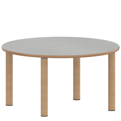 Tisch ZALOTTI mit Linoleum-Belag Rundtisch, Durchmesser/H: 100x41 cm, Massivholzbeine Ø 60 mm, Fußvariante: Stellfuß