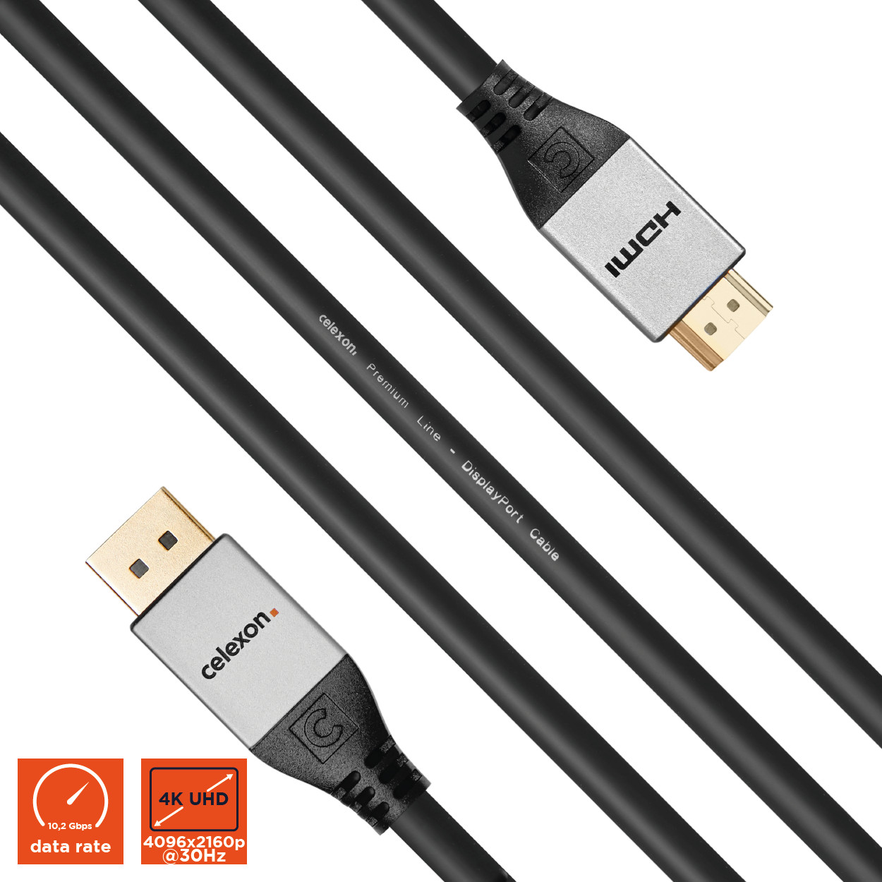celexon DisplayPort auf HDMI Kabel 4K 1,5m - Professional Line