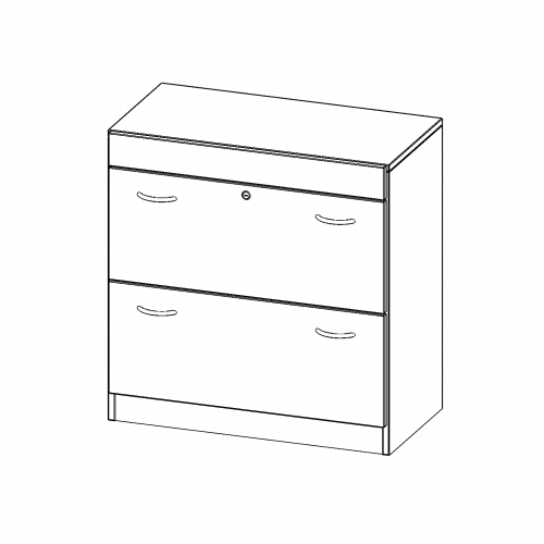 Hängeregisterschrank, 2 Ordnerhöhen - Serie evo180 B/H/T: 80x82x40 cm, 2 Auszüge, abschließbar, mit Sockel (81 mm)