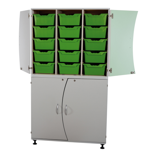 Wellenaufsatzschrank 30 Schübe, 2 Böden, 2 Türen in gelb, B/H/T: 104,5x91x50 cm