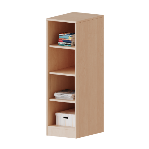 Taschenregal, 3 Ordnerhöhen - Serie evo180 B/H/T: 36,1x118x40 cm, 4 halbhohe Fächer, mit Sockel (81 mm)