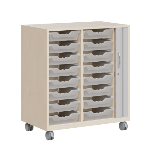 Ergo Tray Sideboard Serie CSRF 2 mit Rollotür B/H/T: 83,7x100x50 cm, auf Sockel, 16 flache Ergotray-Boxen