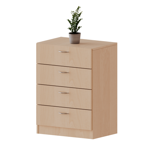 Schubladenschrank, 2 Ordnerhöhen - Serie evo180 B/H/T: 60x82x50 cm, 4 Schubladen, mit Sockel (81 mm)