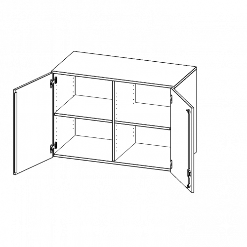 Aufsatzschrank für ErgoTray Serie, 2 Ordnerhöhe - Serie evo180 B/H/T: 138,7x72x60 cm, zwei Türen, mit Mittelwand