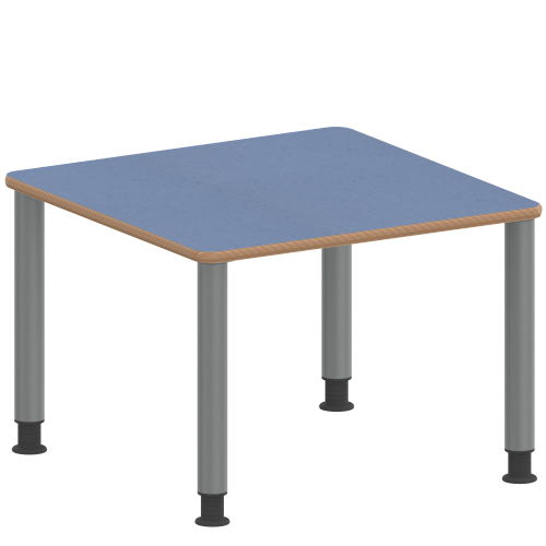 Tisch ZALOTTI mit Linoleum-Belag Quadrattisch, B/H/T: 60x46x60 cm, Stahlrohrbeine Ø 60 mm, Fußvariante: höhenverstellbar (46/60 cm), Tischbeine mit RAL-Farbe 9006 (weißaluminium)