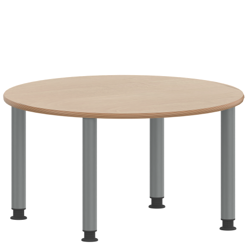 Tisch ZALOTTI mit Schichtstoff-Belag Rundtisch, Durchmesser/H: 100x41 cm, Stahlrohrbeine Ø 60 mm, Fußvariante: höhenverstellbar (41/55 cm), Tischbeine mit RAL-Farbe 9006 (weißaluminium)