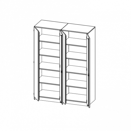 ErgoTray Schrank, zweiteilig, vierreihig, 5 Ordnerhöhen - evo180 Serie B/H/T: 140,6x190x50 cm, viertürig, zweiteilig, mit Sockel (81 mm), mit Mittelwand, ohne Boxen