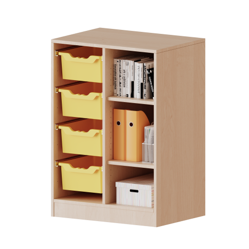 ErgoTray Regal, zweireihig, 2,5 Ordnerhöhen - evo180 Serie B/H/T: 70,3x100x50 cm, fahrbar, rechts 3 Fächer, links 4 hohe ErgoTray Boxen